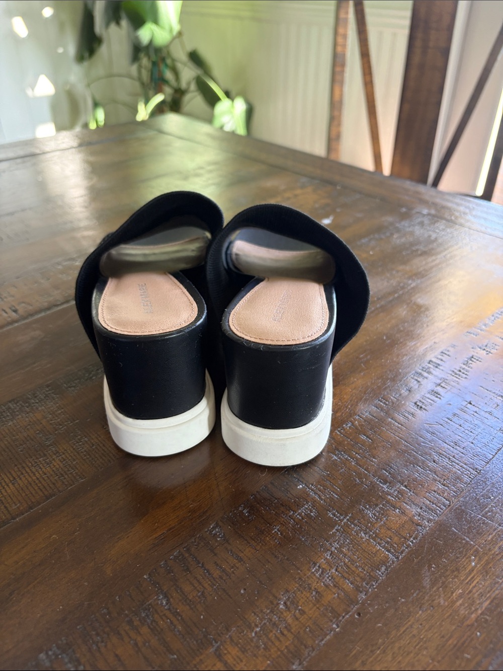 Alex Marie Black Mesh Slide Mules with White Platform - Picture 3 of 7
